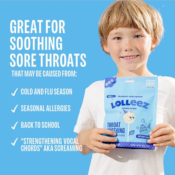 Lolleez Organic Throat Soothing Pop - Birthday Cake, 15 CT