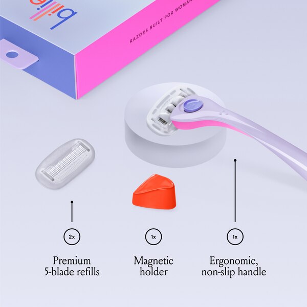 Billie Women's 5-Blade Razor + 2 Razor Blade Refills + 1 Holder