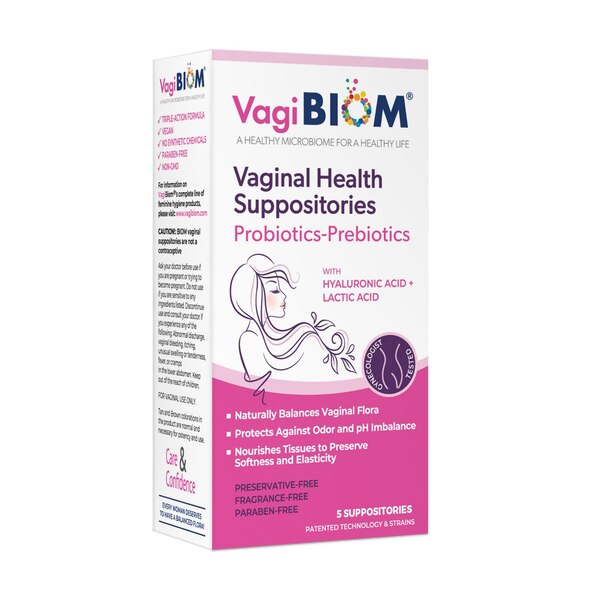 Vagibom Vaginal Health Pro and Prebiotic Suppositories, 5 CT