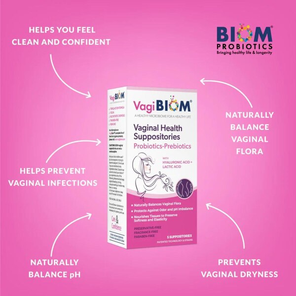 Vagibom Vaginal Health Pro and Prebiotic Suppositories, 5 CT
