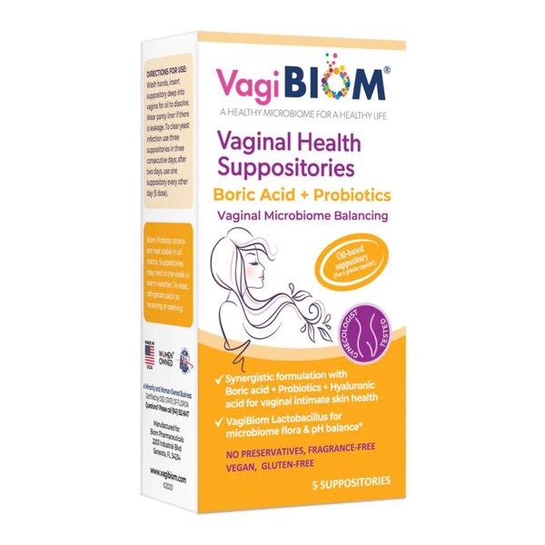 Vagibom Vaginal Health Boric Acid Suppositories, 5 CT