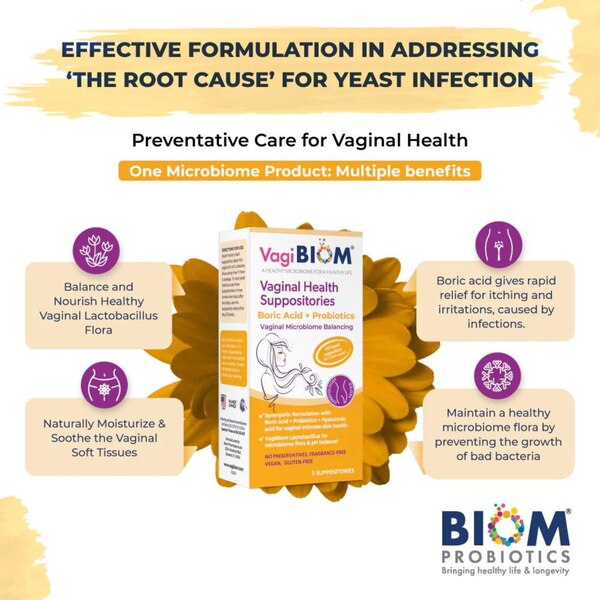 Vagibom Vaginal Health Boric Acid Suppositories, 5 CT