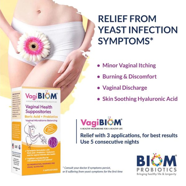 Vagibom Vaginal Health Boric Acid Suppositories, 5 CT