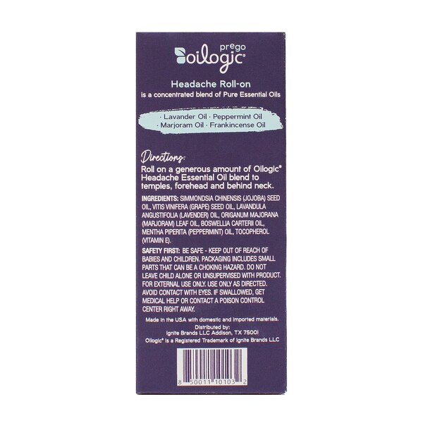 Oilogic Prego Headache Essential Oil Roll On, 0.3 OZ