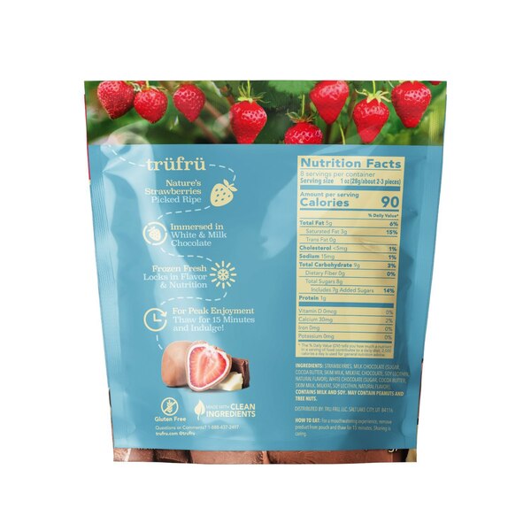 Tru Fru, Strawberries with White Milk Chocolate, 8 Oz