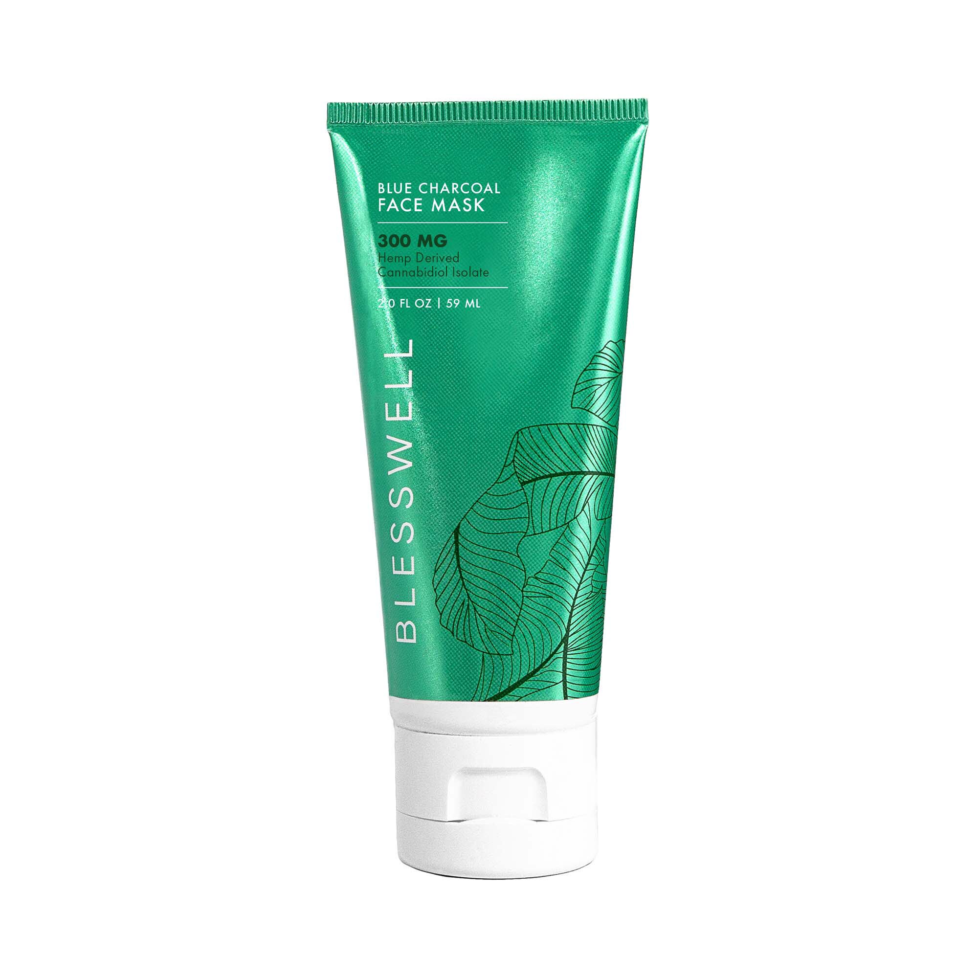 BLESSWELL Blue Charcoal Face Mask with 300mg CBD, 2 OZ - State Restrictions Apply