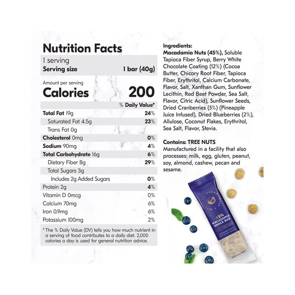 House of Macadamia, Blueberry White Chocolate Snack Bar, 1.41 oz