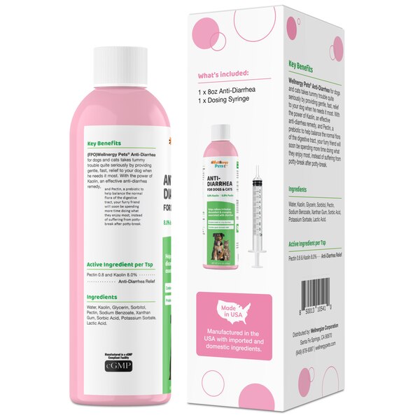 Wellnergy Pets Anti-Diarrhea for Dogs and Cats with Syringe, 8oz