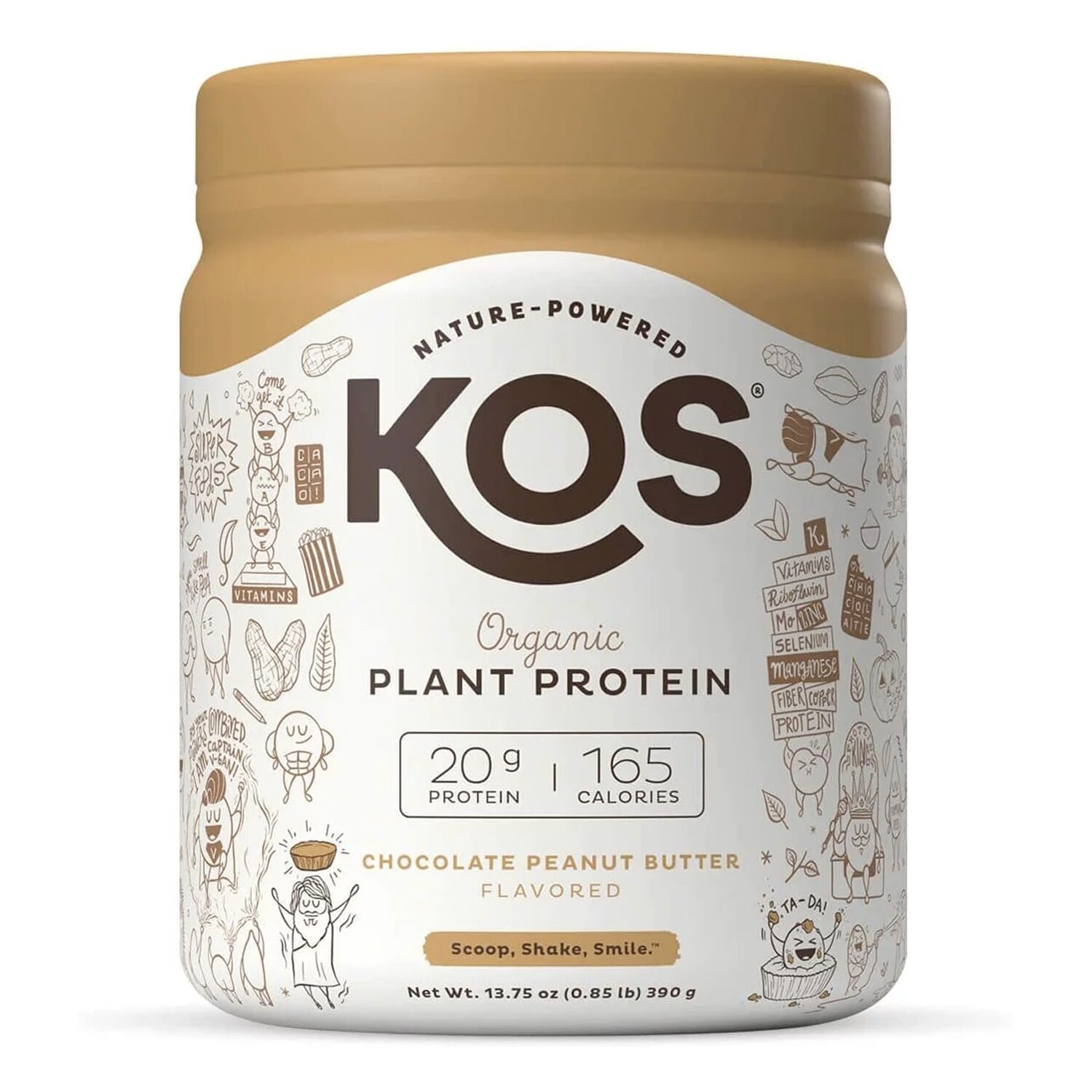 KOS Organic Plant Protein Powder Chocolate Peanut Butter Flavor 13 75 kos-organic-plant-protein-powder-chocolate-peanut-butter-flavor-13-75
