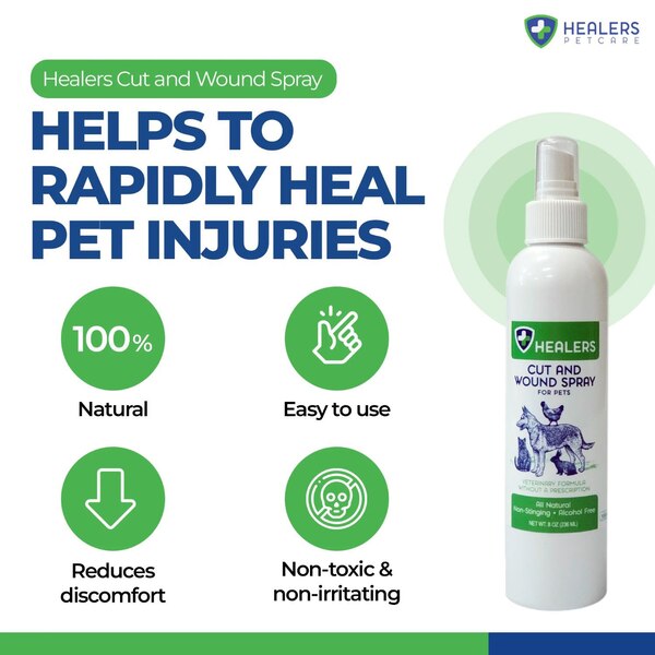 Healers Natural Cut & Wound Spray for Pets, 8 oz