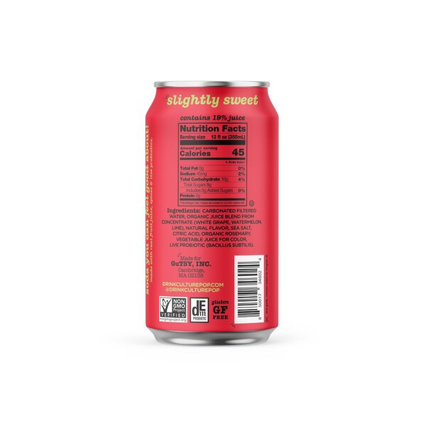 Culture Pop, Watermelon Probiotic Soda, 12 Oz