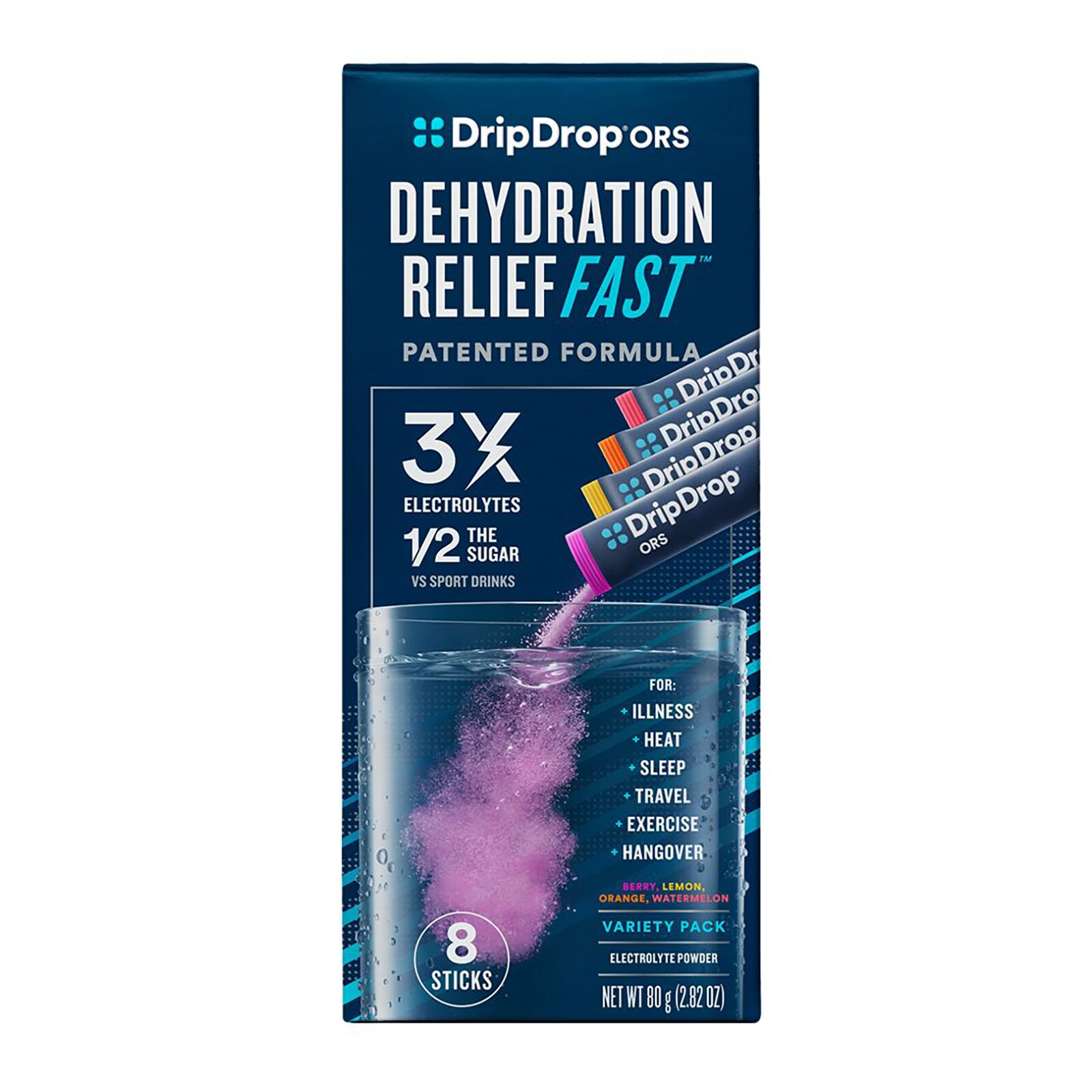 DripDrop ORS Electrolyte Hydration Powder, 10g Sticks, 8CT