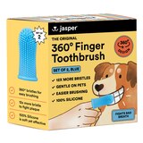 Jasper 360º Silicone Pet Finger Toothbrush, 2-Pack, Blue, thumbnail image