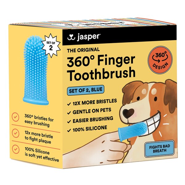Jasper 360º Silicone Pet Finger Toothbrush, 2-Pack, Blue