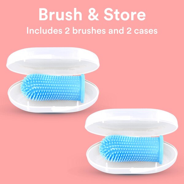 Jasper 360º Silicone Pet Finger Toothbrush, 2-Pack, Blue