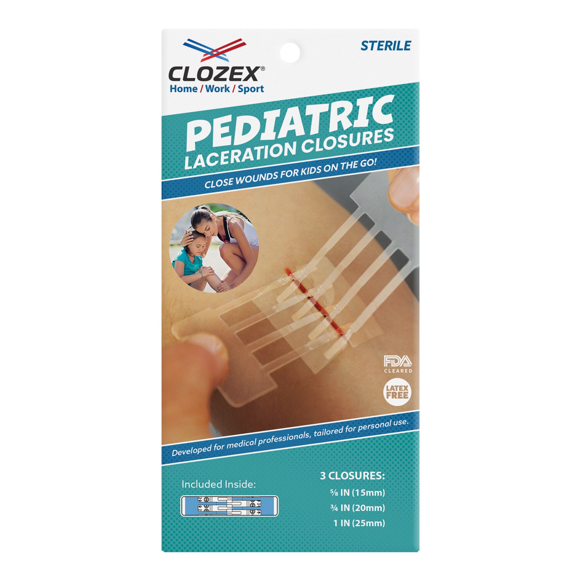 Clozex Pediatric Assorted Sizes Laceration Closures 3 CT