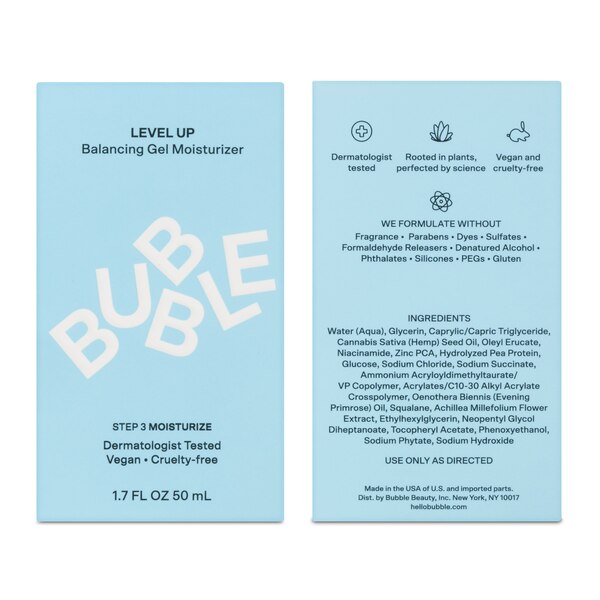 Bubble Skincare LevelUp Balancing Gel Moisturizer, Normal, Oily & Combo Skin, 1.7 OZ