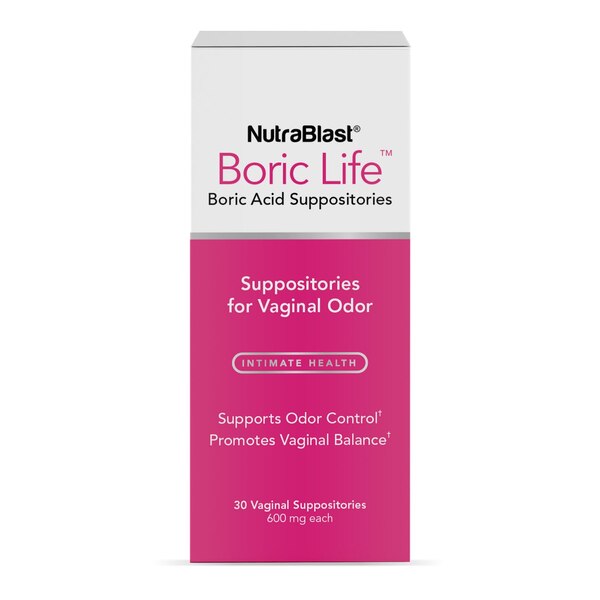 NutraBlast Boric Life Boric Acid Vaginal Suppositories for Vaginal Odor, 30 CT