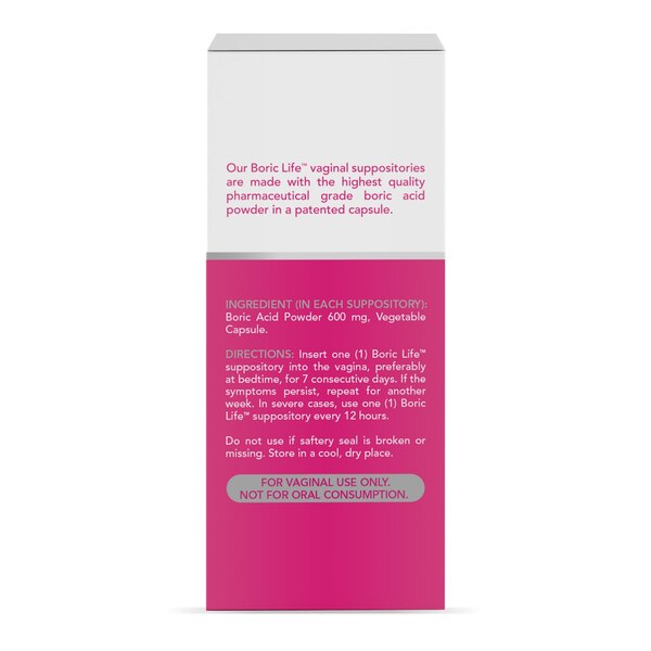 NutraBlast Boric Life Boric Acid Vaginal Suppositories for Vaginal Odor, 30 CT