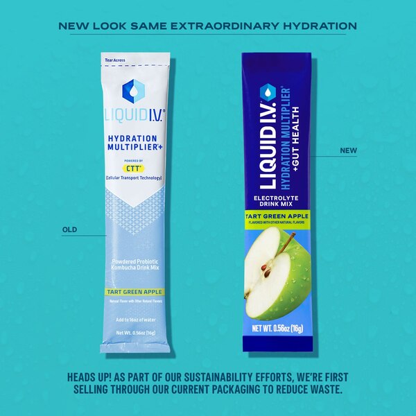 Liquid I.V. Hydration Multiplier + Powdered Probiotic Kombucha Drink Mix, Tart Green Apple