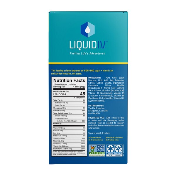 Liquid I.V. Lemon Lime, 15 CT