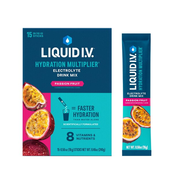 Liquid I.V. Hydration Multiplier Electrolyte Drink Mix, Passion Fruit, 15 CT