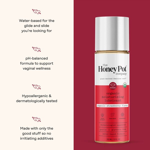The Honey Pot Company Organic Strawberry Lube, Water Based, 2 OZ