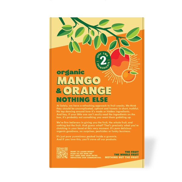 Solely Organic Mango & Orange Whole Fruit Gummies, 5 ct