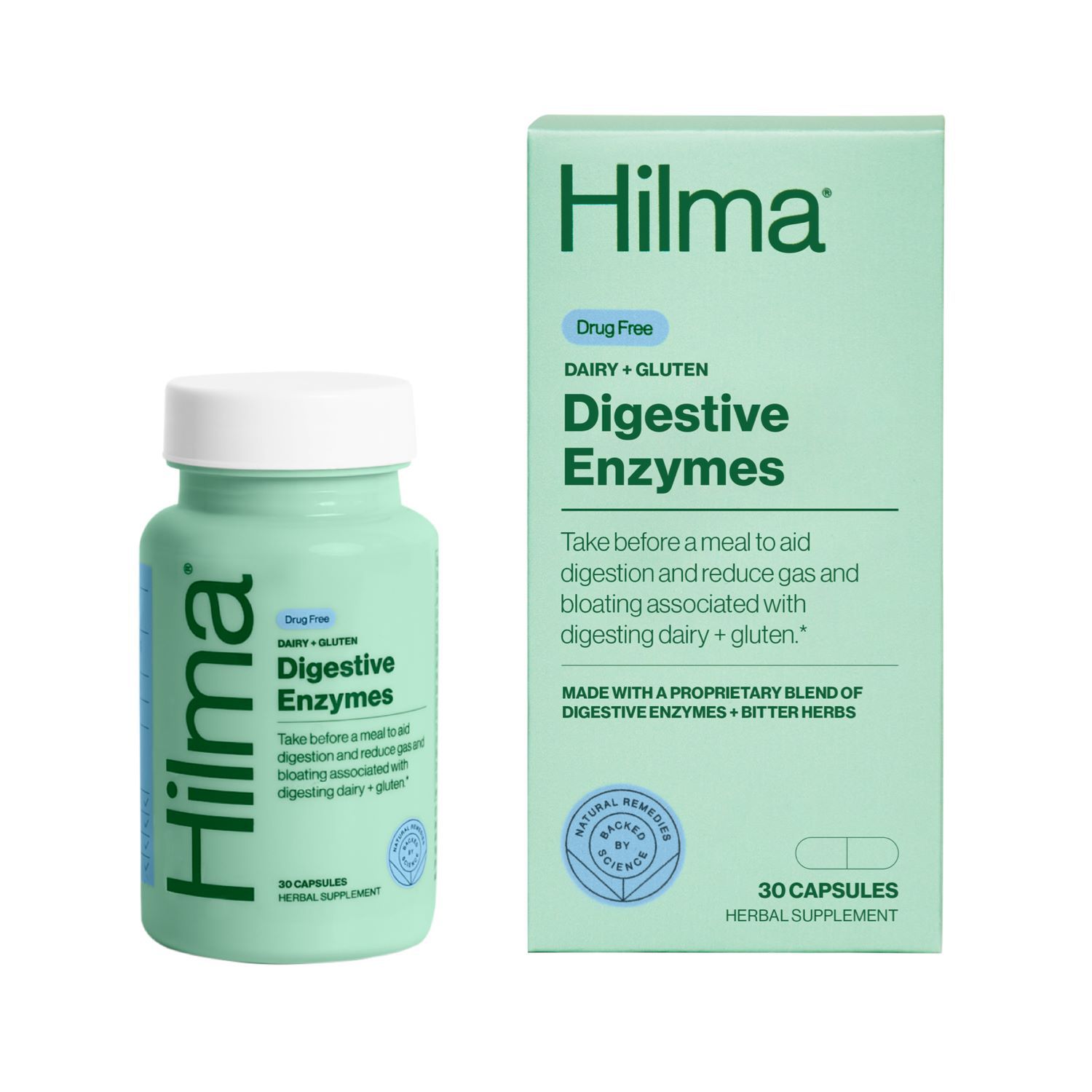 Hilma Dairy + Gluten Digestive Enzymes, Capsules, 30 CT