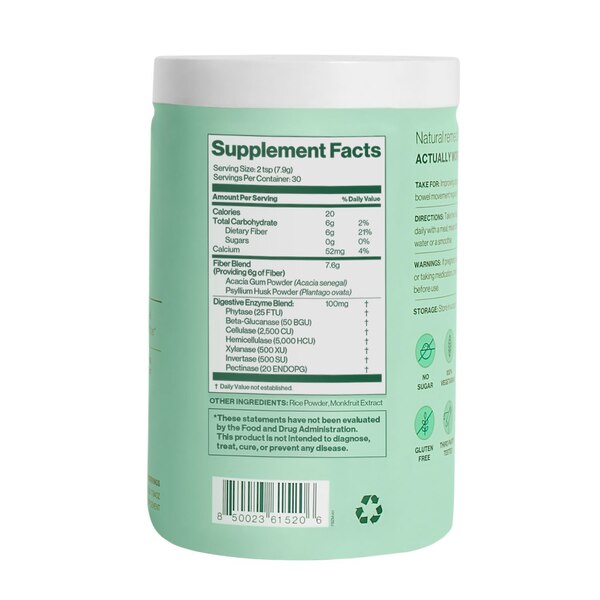 Hilma Fiber + Enzymes, Powder, 30 Servings