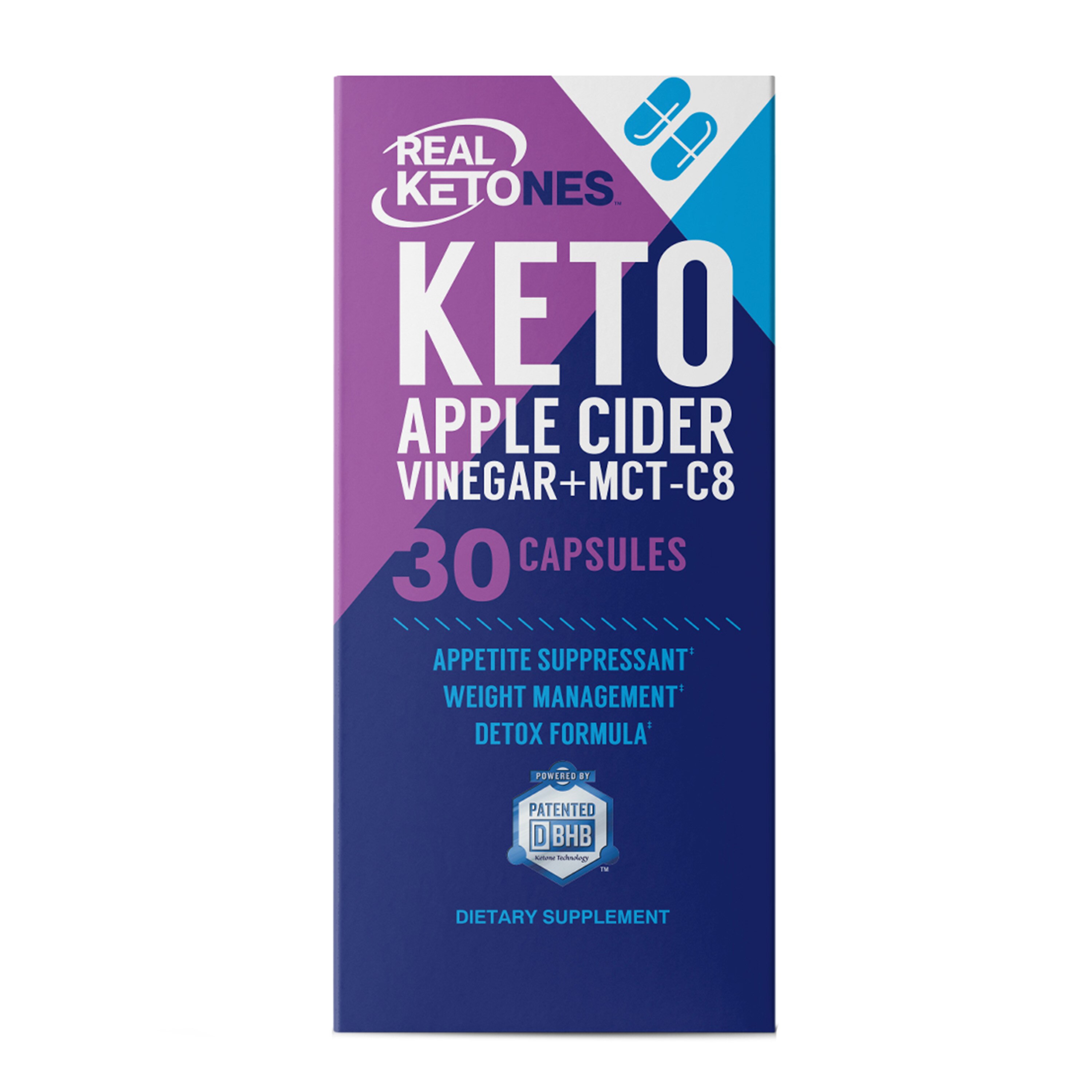 Real Ketones Keto Apple Cider Vinegar + MCT-C8 Capsules, 30 CT
