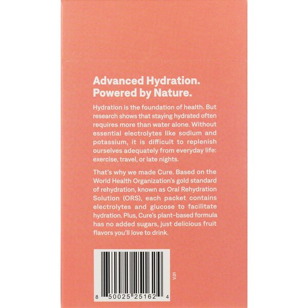 Cure Hydration Hydrating Electrolyte Drink Mix, Strawberry Kiwi, 6 ct, 1.76 oz