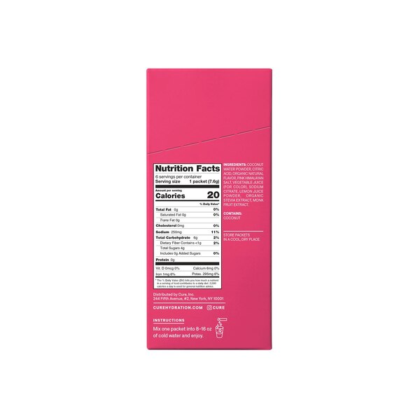 Cure, Hydrating Electrolyte Drink Mix, Tropical Punch Flavor, 6 ct, 1.6 oz