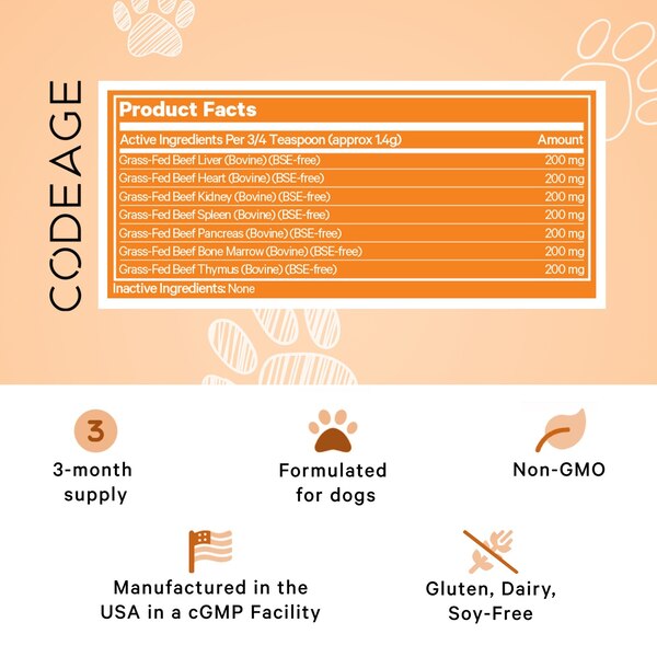 DNA PET Happy Healthy Organs Supplement for Dogs, 3 oz