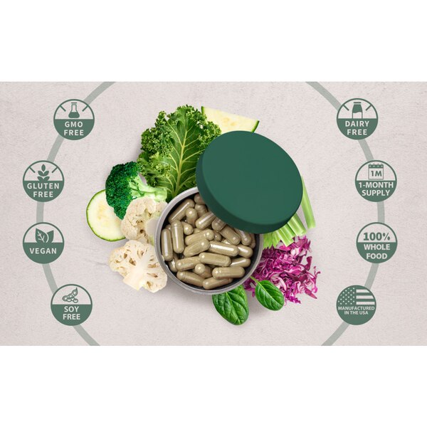 Instantfood Easy Veggies, Vegan Greens Vitamins Supplement Capsules, Whole Food Vegetables, 90CT