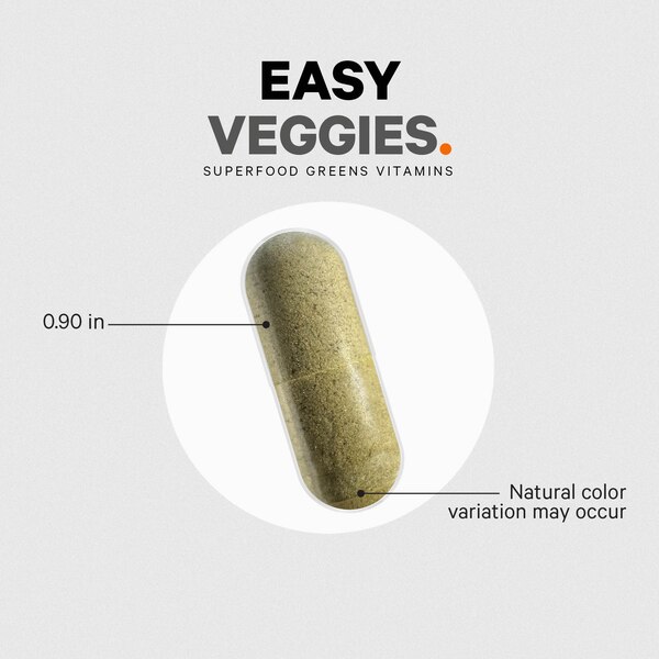 Instantfood Easy Veggies, Vegan Greens Vitamins Supplement Capsules, Whole Food Vegetables, 90CT