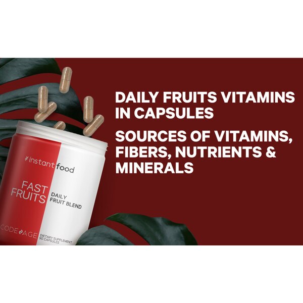 Instantfood Fast Fruits, Whole Food Daily Fruits Vitamins, Reds Superfood 15 Fruits Extracts, 90CT