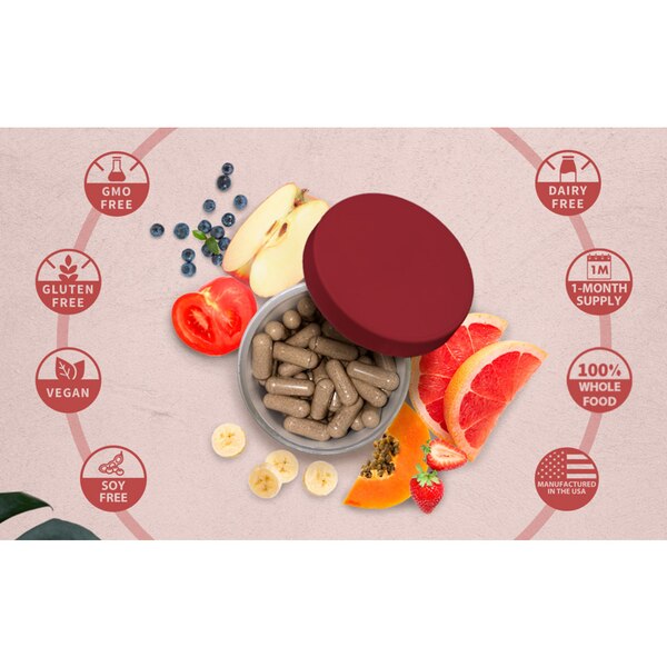 Instantfood Fast Fruits, Whole Food Daily Fruits Vitamins, Reds Superfood 15 Fruits Extracts, 90CT