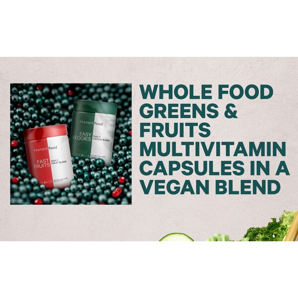 Instantfood Easy Veggies + Fast Fruits Bundle, Whole Food Greens Vegetable & Fruits Vitamins, 180CT
