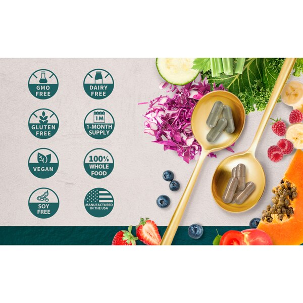 Instantfood Easy Veggies + Fast Fruits Bundle, Whole Food Greens Vegetable & Fruits Vitamins, 180CT