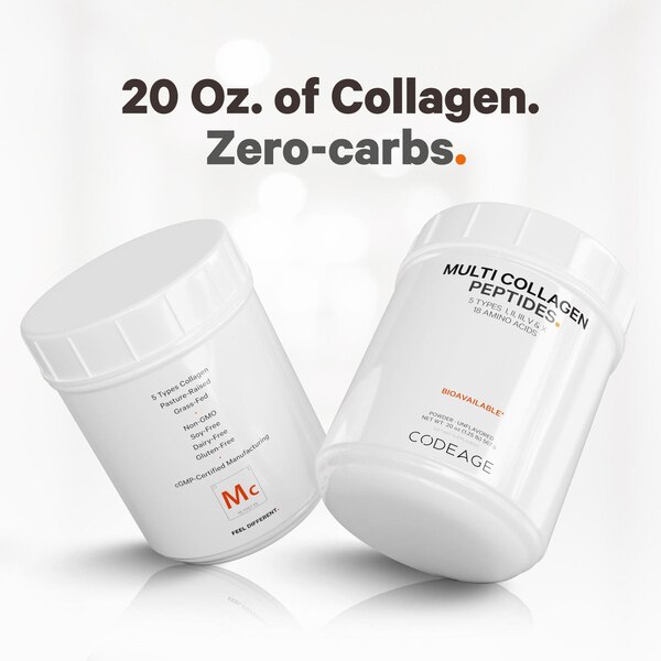 Codeage Multi Collagen Peptides Protein Powder Unflavored, 20 OZ