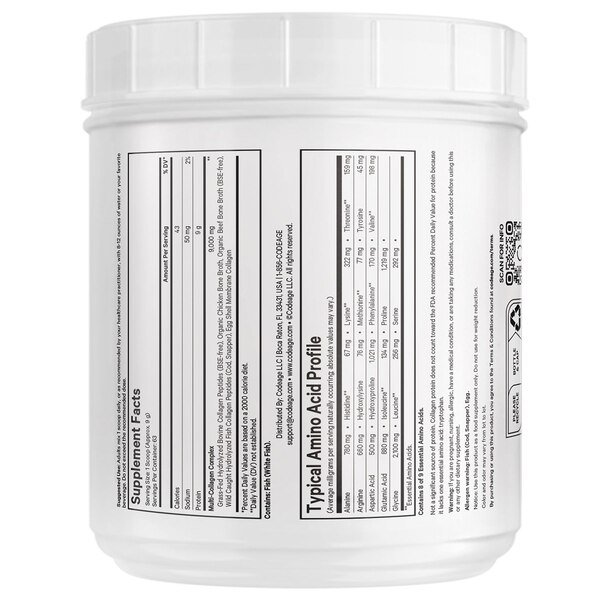 Codeage Multi Collagen Peptides Protein Powder Unflavored, 20 OZ