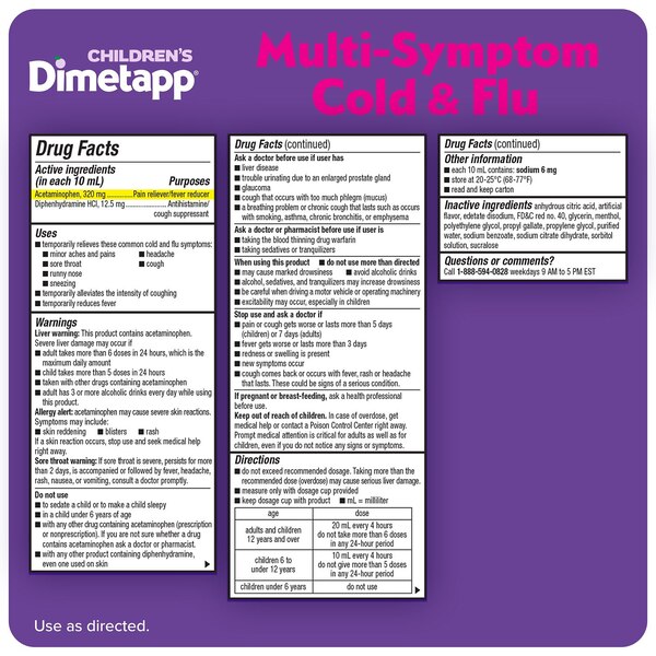 Children's Dimetapp Multi- Symptom Cold & Flu, 4 OZ
