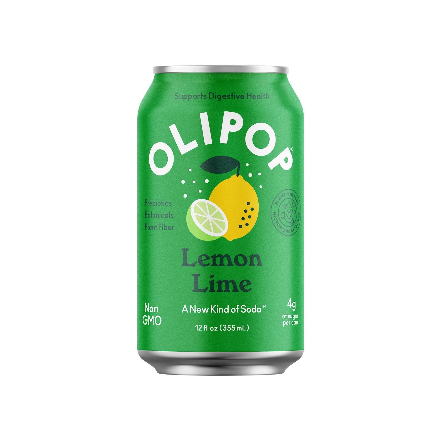 OLIPOP Prebiotic Soda, Lemon Lime Soda, 12 Oz