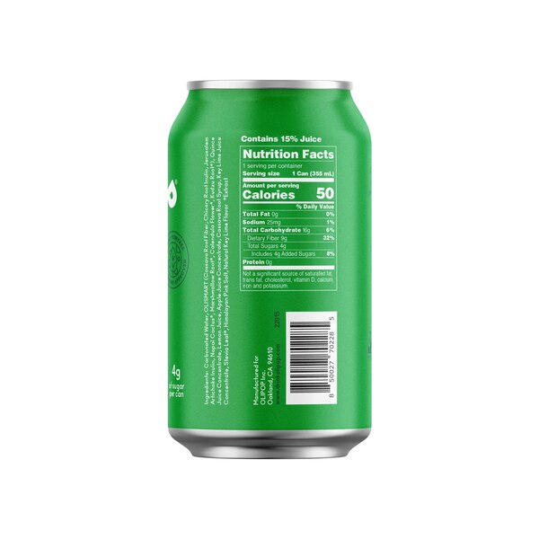 OLIPOP Prebiotic Soda, Lemon Lime Soda, 12 Oz