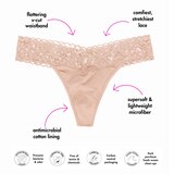 Panic Panties Stretch Lace Thong, Latte, L/XL, 1 CT, thumbnail image