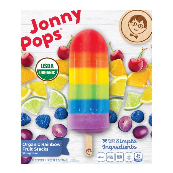 Jonny Pops, Rainbow Popsicle, 5 ct, 9.25 oz