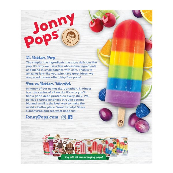 Jonny Pops, Rainbow Popsicle, 5 ct, 9.25 oz