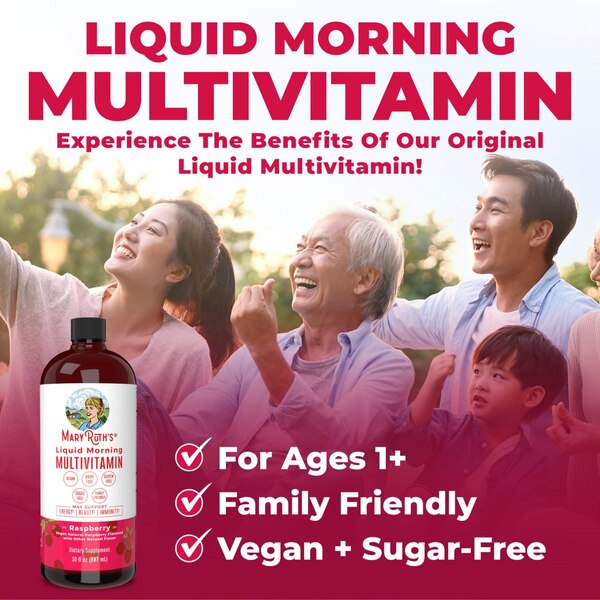 MaryRuth's Liquid Morning Multivitamin, Raspberry, 30 OZ