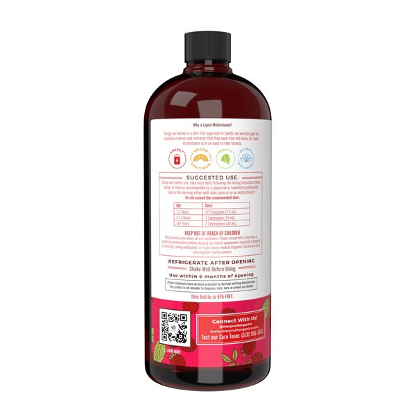 MaryRuth's Liquid Morning Multivitamin, Raspberry, 30 OZ